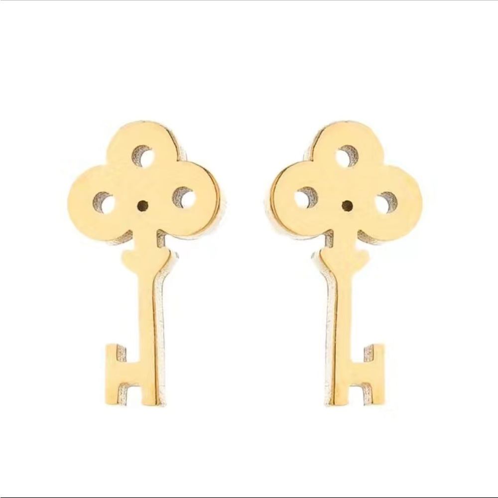 Mini Gold Key Stud Earrings